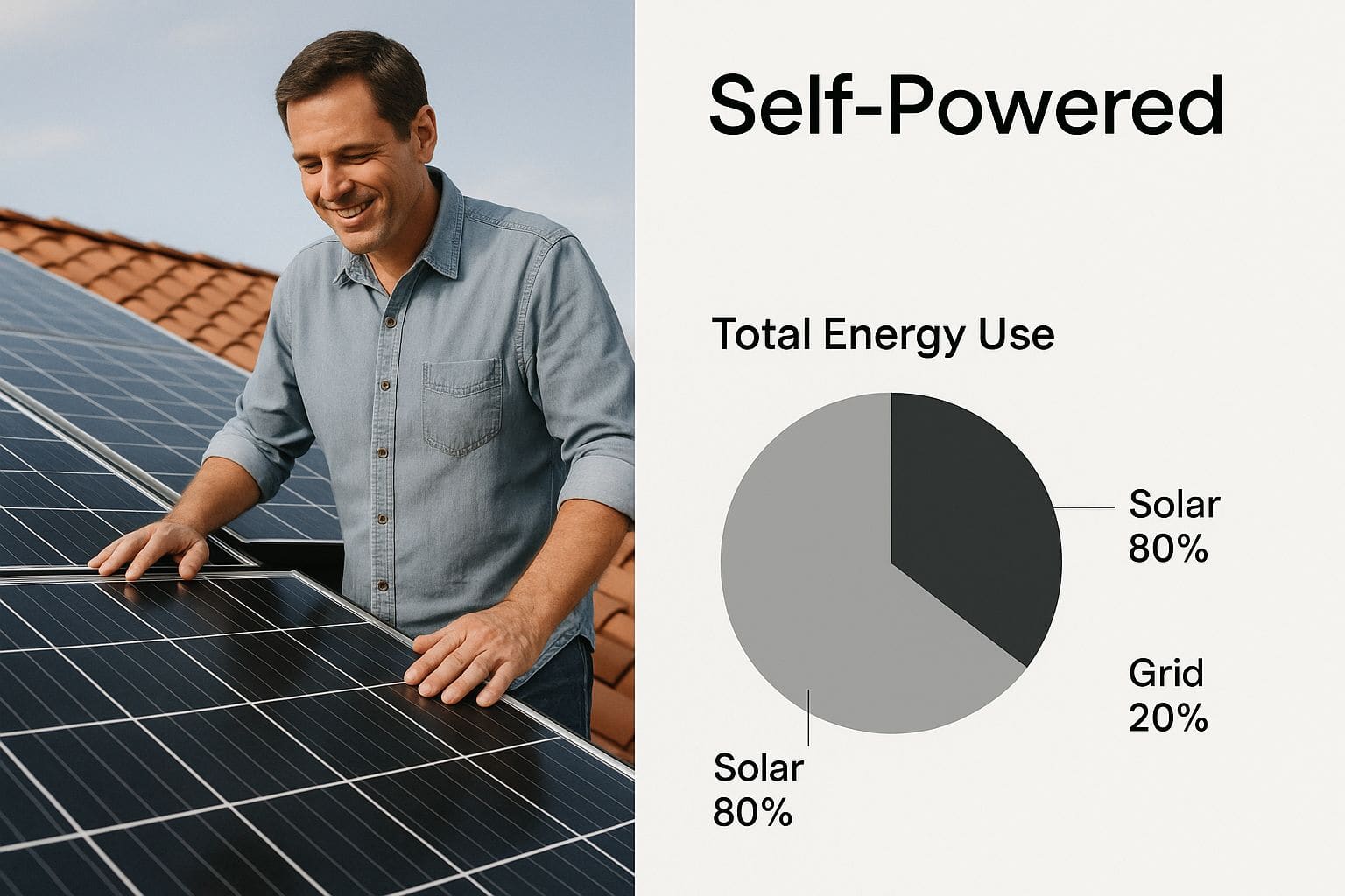 Self-powered solar system showing 80% solar contribution