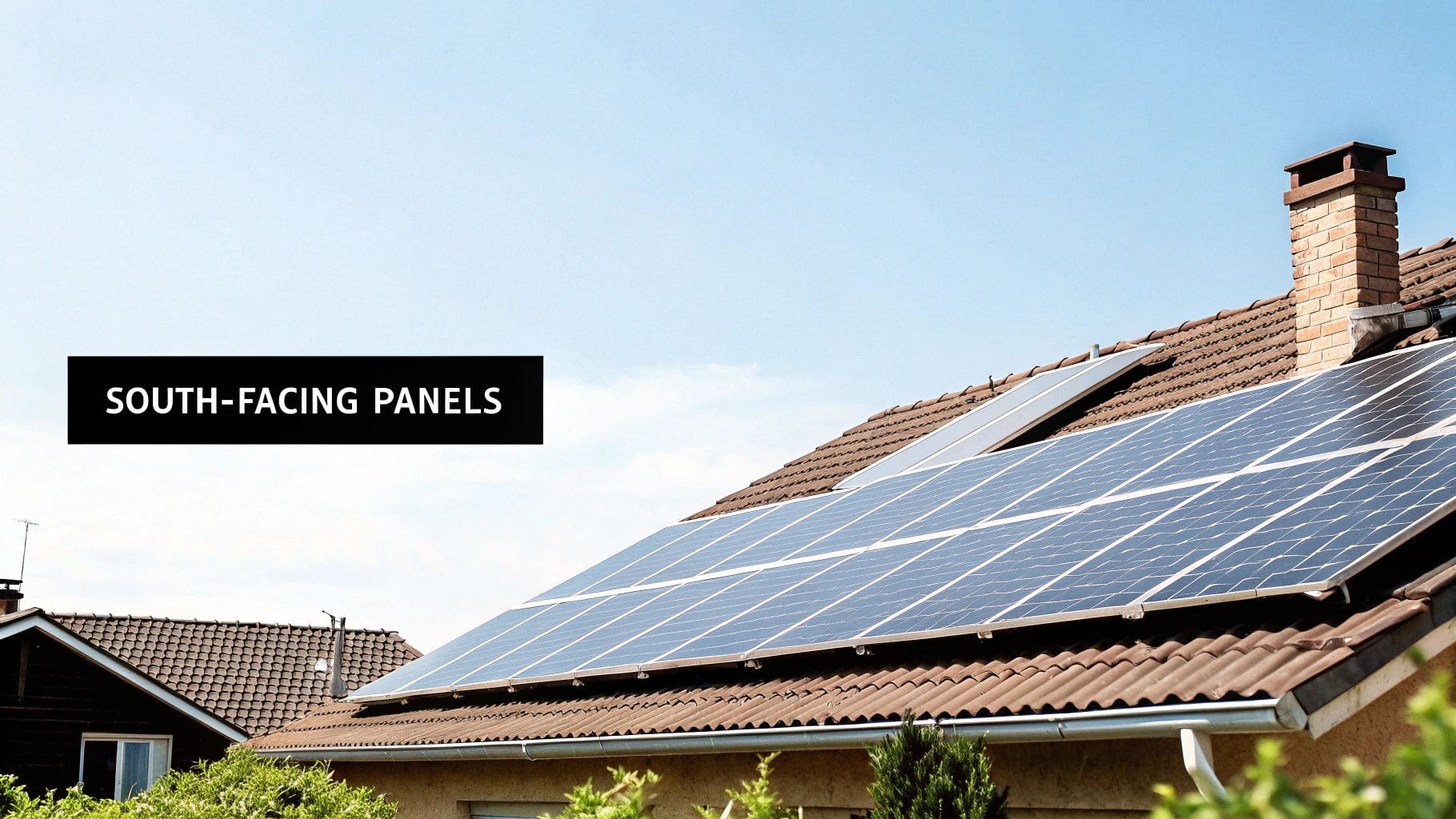 Solar panels positioned at optimal angles facing south to maximize energy capture throughout the day